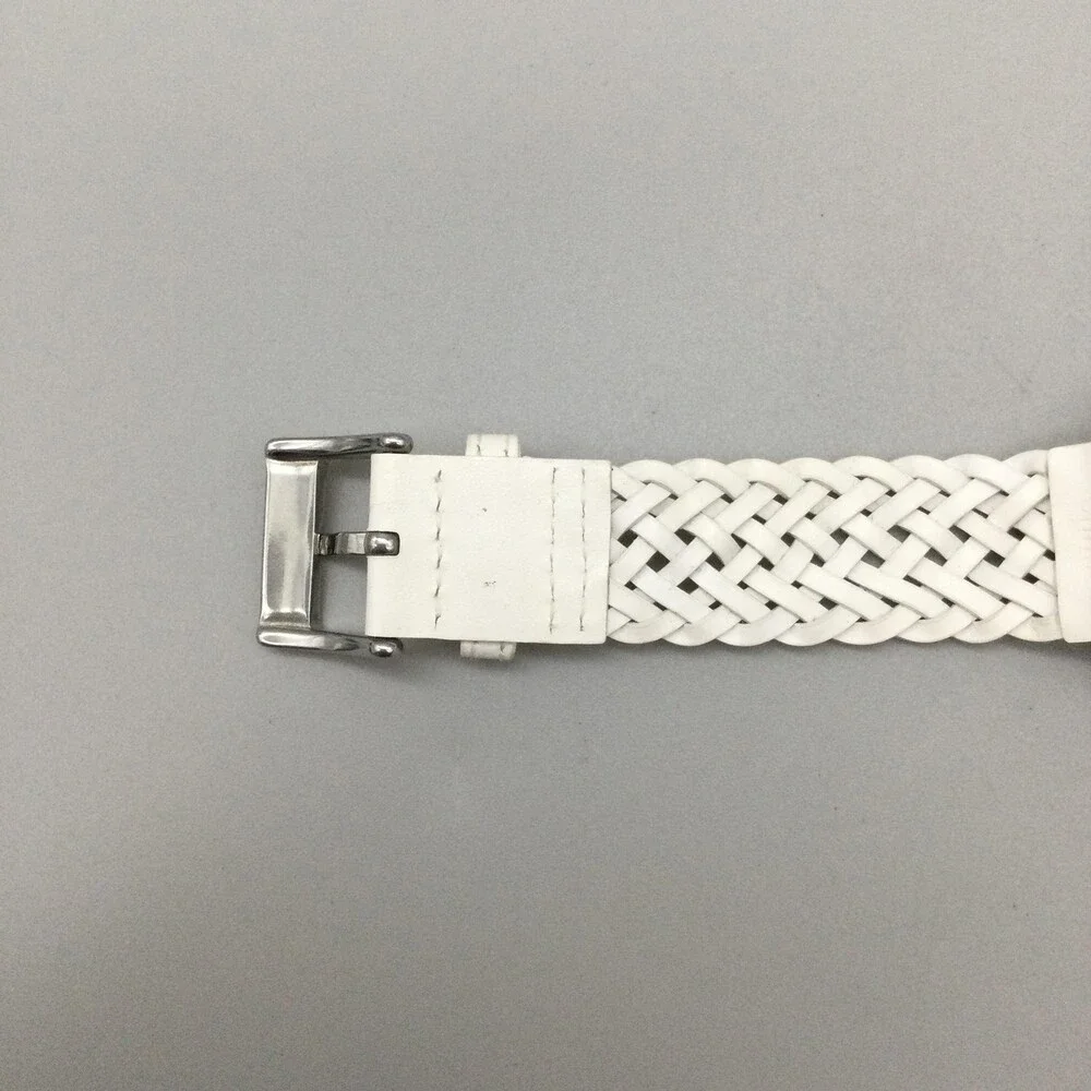 Ecclissi Womens Watch 30mm Sterling Silver White Leather Band 23285 New Battery